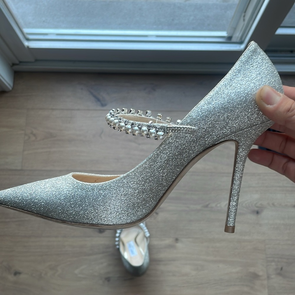 Jimmy Choo Silver Glitter Heels - Picture 10 of 10